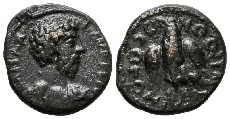 MARCO AURELIO. Hemiassarion. (Ae. 2,73g/15mm). 139-161 d.C. Pisidia, Antioquía. ...