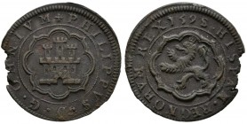FELIPE II (1556-1598). 4 Maravedís. (Ae. 5,26g/27mm). 1598. Segovia. (Cal-91). MBC+. Fallo de cospel. Escasa.