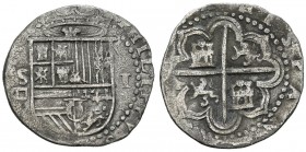 FELIPE II (1556-1598). 1 Real. (Ar. 3,16g/22mm). S/D (antes de 1588). Sevilla. (Cal-258). MBC-.