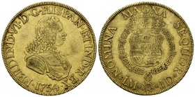 FERNANDO VI (1746-1759). 8 Escudos. (Au. 26,99g/36mm). 1754. Lima JD. (Cal-767). MBC+/MBC.