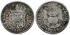 CARLOS III (1759-1788). 2 Reales. (Ar.6,17g/26mm). 1768. Lima. (Cal no cita; Cy-11500). BC+.