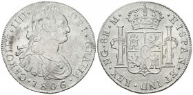 CARLOS IV. 8 Reales. 1806. Guatemala M. Cal-639. Ar. 26,16g. Oxidaciones limpiadas. MBC+. Escasa.