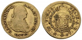 CARLOS IV (1788-1808). 1 Escudo. (Au. 3,29g/19mm). 1801. México FT. (Cal-1133). BC+.