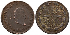 FERNANDO VII. (1808-1833). 4 maravedís (Cu. 4,91g/25mm). 1819. Jubia. (Cal-2019-165). BC+. Escasa.