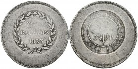FERNANDO VII (1808-1833). 5 Pesetas. (Ar. 26,95g/38mm). 1823. Islas Baleares. (Cal-1300). Leyenda: "Y LA CONST". MBC.