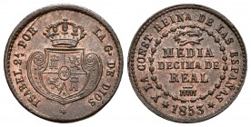 ISABEL II (1833-1868). 1/2 Décima de Real (Ae. 1.88g/15.7mm). 1853. Segovia. Cal-2019-140. EBC.