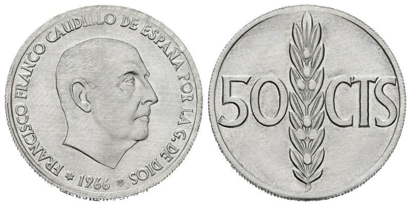 ESTADO ESPAÑOL. 50 Céntimos. 1966 (19-70). (Al. 1g/20mm). (Cal-2019-34). Prueba....