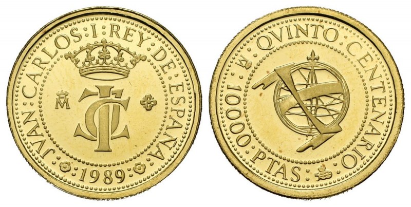 JUAN CARLOS I (1975-2014). 10.000 Pesetas. (Au. 3,37g/19mm). 1989. Madrid. Moned...