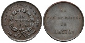 FILIPINAS. A los vencedores de Joló. Reinado de Alfonso XII. (Ae. 7,14g/23mm). 1876. (Vives 847 var). Variante de metal. EBC. Escasa.
