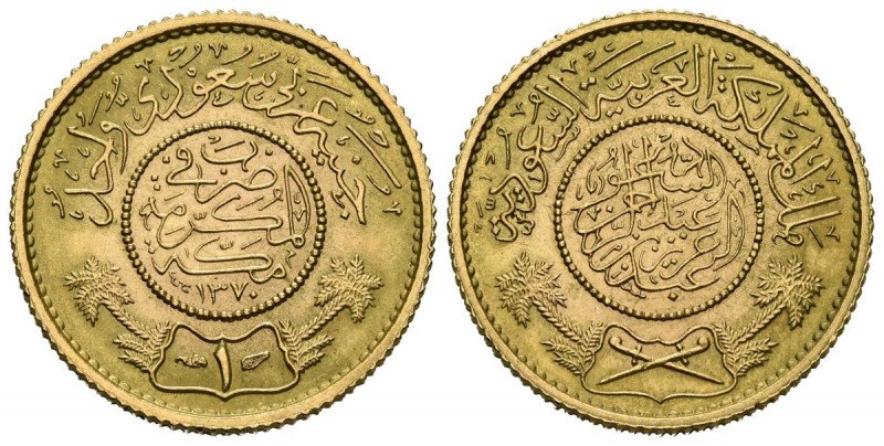 ARABIA SAUDI. 1 Guinea. (Au. 7,99g/21mm). 1950 (1370H). (Km#36). SC.