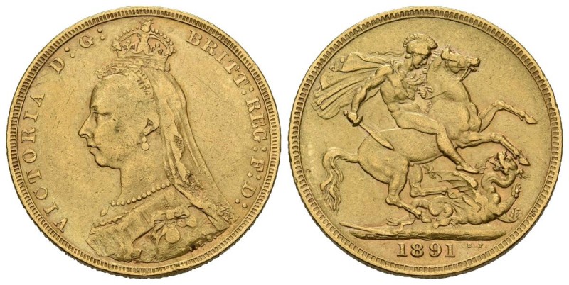 GRAN BRETAÑA. Sovereign. (Au. 7,95g/22mm). 1891. (Km#767). MBC+.