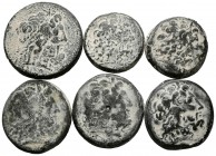 GRECIA ANTIGUA. Lote compuesto por 6 monedas de bronce pertenecientes a distinto reyes. Diversos módulos y calidades. A EXAMINAR.