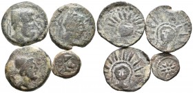 MALACA. Lote compuesto por 4 monedas, conteniendo 3 Ases y 1 Sextante. Ae. A EXAMINAR.