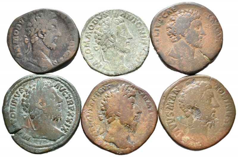 IMPERIO ROMANO. Lote compuesto por 6 Sestercios de Marco Aurelio y Cómodo, todos...