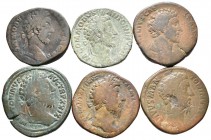 IMPERIO ROMANO. Lote compuesto por 6 Sestercios de Marco Aurelio y Cómodo, todos con reversos diferentes. Ae. A EXAMINAR.