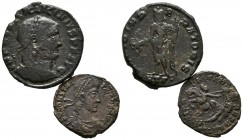 IMPERIO ROMANO. Conjunto de 2 monedas de cobre pertenecientes al bajo imperio. Diferentes estados de conservación. A EXAMINAR.