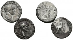 IMPERIO ROMANO. Lote compuesto por 2 denarios forrados de Vespasiano. Ar. MBC. A EXAMINAR.