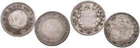 MONARQUIA ESPAÑOLA. Lote de 2 monedas pertenecientes al reinado de Fernando VII de 10 Reales de 1821 de las cecas de Madrid y Sevilla. Diferentes esta...