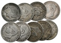 Lote de 9 monedas acuñadas bajo el reinado de Alfonso XII de 50 Céntimos de los años 1880, 1881 y 1885 Diferentes estados de conservación. A examinar....