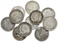 Lote de 11 monedas acuñadas bajo el reinado de Alfonso XIII de 50 Céntimos de los años 1901, 1904 y 1926. Diferentes estados de conservación. A examin...