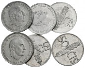 ESTADO ESPAÑOL. Lote de seis monedas de 50 Céntimos del año 1966 (*67, 68,69,71, 72 y 73). Madrid. Diferentes estados de conservación. A EXAMINAR.