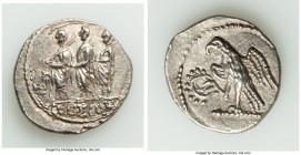 SCYTHIA. Geto-Dacians. Coson (ca. after 54 BC). AR drachm (19mm, 4.31 gm, 11h). AU. Roman consul (L. Junius Brutus) walking left, accompanied by two l...