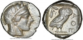 ATTICA. Athens. Ca. 440-404 BC. AR tetradrachm (25mm, 17.18 gm, 1h). NGC Choice XF 5/5 - 4/5. Mid-mass coinage issue. Head of Athena right, wearing cr...