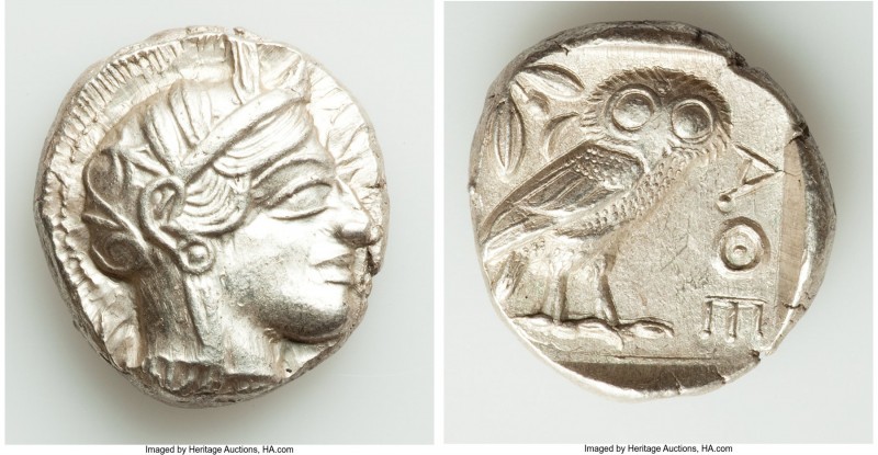 ATTICA. Athens. Ca. 440-404 BC. AR tetradrachm (25mm, 17.22 gm, 7h). AU. Mid-mas...