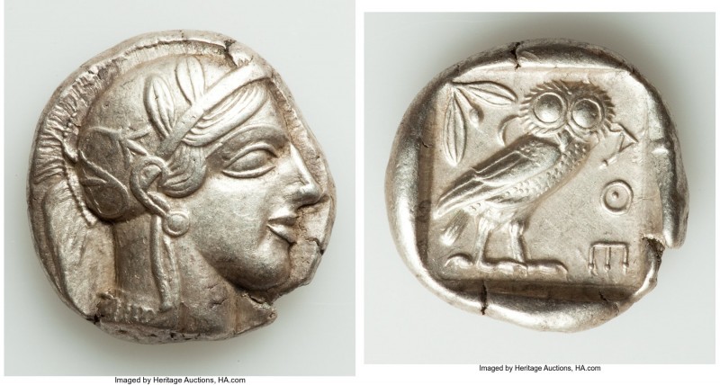 ATTICA. Athens. Ca. 440-404 BC. AR tetradrachm (25mm, 17.12 gm, 4h). AU. Mid-mas...