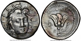 CARIAN ISLANDS. Rhodes. Ca. 275-250 BC. AR didrachm (20mm, 12h). NGC Choice VF. Agesidamus, magistrate, ca. 250-229 BC. Radiate head of Helios, facing...