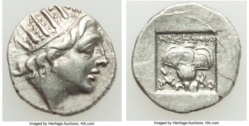 CARIAN ISLANDS. Rhodes. Ca. 88-84 BC. AR drachm (15mm, 2.19 gm, 1h). XF. Plintho...