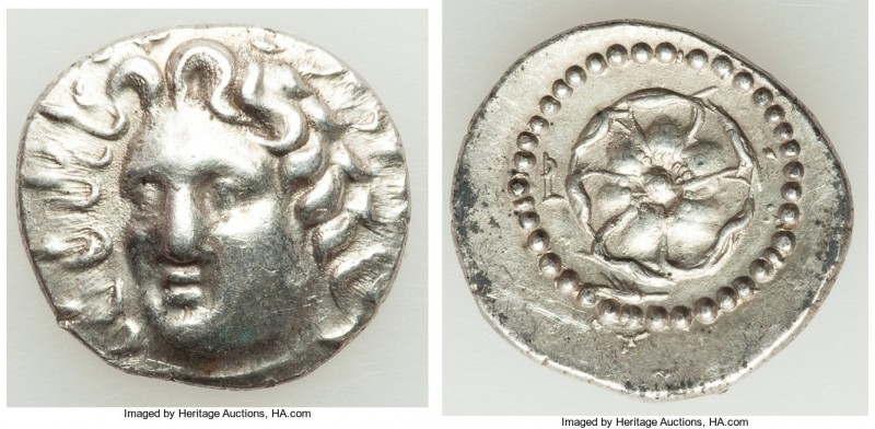 CARIAN ISLANDS. Rhodes. Ca. 84-30 BC. AR drachm (18mm, 4.00 gm, 11h). VF. Radiat...