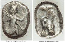 ACHAEMENID PERSIA. Xerxes II-Artaxerxes II (ca. 420-375 BC). AR siglos (17mm, 5.52 gm). Fine. Sardes. Persian king or hero, wearing cidaris and candys...