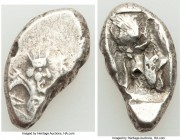 ACHAEMENID PERSIA. Xerxes II-Artaxerxes II (ca. 420-375 BC). AR siglos (22mm, 5.25 gm). Fine, punch mark. Sardes. Persian king or hero, wearing cidari...