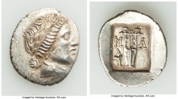 LYCIAN LEAGUE. Masicytes. Ca. 48-20 BC. AR hemidrachm (15mm, 1.68 gm, 12h). AU. Series 3. Laureate head of Apollo right, wearing taenia; Λ-Y below / M...