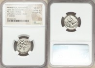 PAMPHYLIA. Aspendus. Ca. mid-5th century BC. AR stater (20mm, 10.86 gm, 5h). NGC Choice XF 4/5 - 5/5. Helmeted nude hoplite warrior advancing right, s...