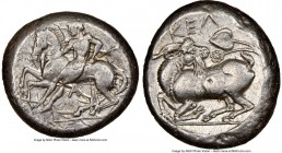 CILICIA. Celenderis. Ca. 425-350 BC. AR stater (20mm, 9h). NGC Choice XF. Persic standard, ca. 425-400 BC. Youthful nude male rider, reins in right ha...