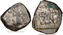 CYPRUS. Citium. Azbaal (ca. 449-425 BC). AR stater (22mm, 4h). NGC VG. Heracles in fighting stance right, nude but for lion skin around shoulders and ...