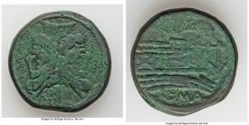 Anonymous. Ca. 209-208 BC. AE as (33mm, 35.40 gm, 7h). VF. Laureate head of Janus, I (mark of value) above / ROMA, prow of war galley right, I (mark o...