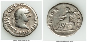 Vitellius (July-December AD 69). AR denarius (19mm, 3.13 gm, 6h). Fine. Rome. A VITELLIVS GERM IMP AVG TR P, laureate head of Vitellius right / CONCOR...