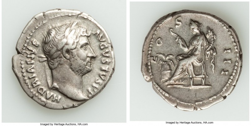 Hadrian (AD 117-138). AR denarius (18mm, 3.36 gm, 8h). XF. Rome, AD 128-129. HAD...