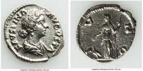 Faustina Junior (AD 147-175/6). AR denarius (19mm, 3.19 gm, 5h). AU. Rome, AD 161-176. FAVSTINA-AVGVSTA, draped bust of Faustina Junior right, seen fr...