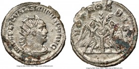 Valerian I (AD 253-260). AR antoninianus. (22mm, 12h). NGC MS. Antioch, AD 255-256. IMP C P LIC VALERIANVS AVG, radiate, draped and cuirassed bust of ...
