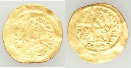 Justin II (AD 565-578). AV semissis (19mm, 2.22 gm, 6h). VF, wavy flan. Constantinople. D N IVSTI-NVS PP AVG, pearl-diademed, draped and cuirassed bus...