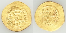 Maurice Tiberius (AD 582-602). AV solidus (22mm, 4.18 gm, 6h). XF, clipped. Constantinople, 7th officina. o N mAVRC-TIb PP AVG, draped and cuirassed b...