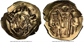 Andronicus II Palaeologus (AD 1282-1328), with Michael IX. AV/EL hyperpyron (24mm, 3.74 gm, 5h). NGC MS 4/5 - 4/5. Constantinople, ca. AD 1294-1320. H...