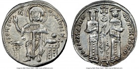 Andronicus II Palaeologus and Michael IX (AD 1294-1320). Anonymous Issue. AR basilicon (21mm, 5h). NGC Choice XF. Constantinople, AD 1304-1320. KYPIЄ-...