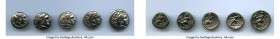 ANCIENT LOTS. Greek. Macedonian Kingdom. Ca. 336-317 BC. Lot of five (5) AR drachms. About VF-Choice XF. Includes: (3) Alexander III the Great (336-32...