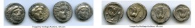 ANCIENT LOTS. Greek. Carian Islands. Rhodes. Ca. 3rd century BC. Lot of four (4) AR issues. Fine-About VF, edge chip. Includes: (3) AR didrachms // (1...