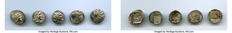 ANCIENT LOTS. Greek. Lycian League. Ca. 48-20 BC. Lot of five (5) AR hemidrachms...